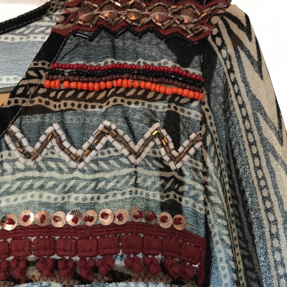 •Free People• Sheer Patterned Blouse